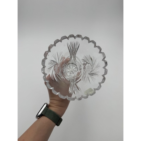 Vintage Led Cut Crystal Bud Vase 6" Inch Tall Scalloped Edge - Picture 8 of 9